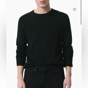 rag & bone Men's Black Crewneck Waffle-Knit Sweater